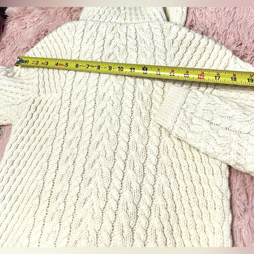 Merino hooded Aran sweater coat / tunic / sweater  - small - Picture 2 of 10